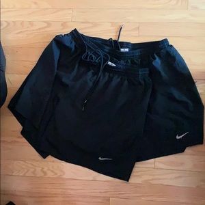 2 pairs of black nike dri fit soccer shorts